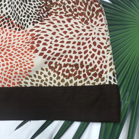 BANANA REPUBLIC Silk skirt brown rust cream size 8 - Picture 3 of 5